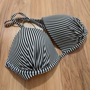 3/25 34DD Striped Halter Swim Top